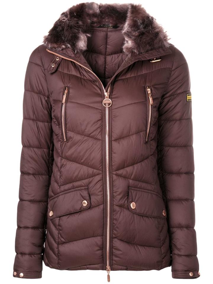 Barbour Furry Hood Padded Jacket - Brown