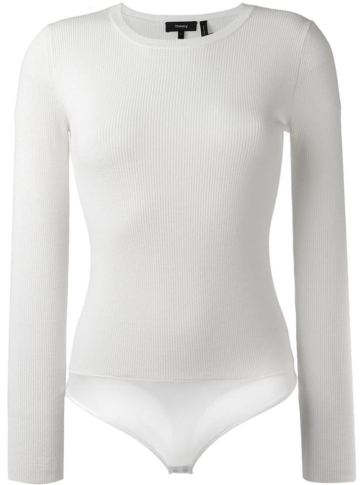 Theory Round Neck Body Pullover, Women's, Size: Large, Nude/neutrals, Cotton/nylon/polyester/wool