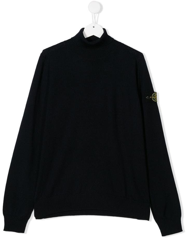 Stone Island Junior Teen Logo Patch Jumper - Blue