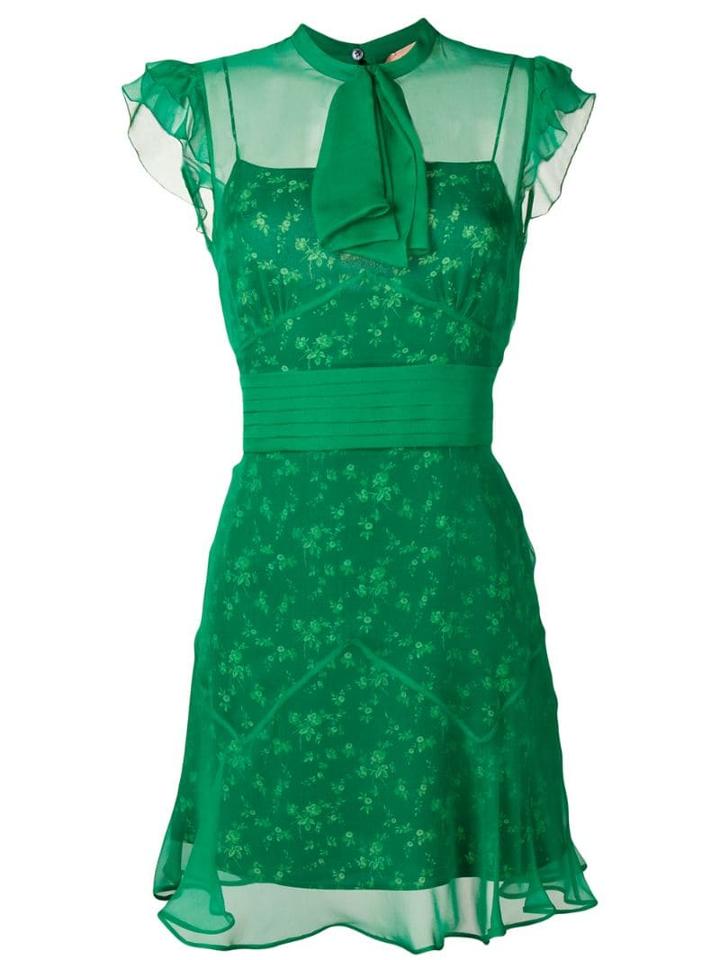 Nº21 Pussy Bow Tea Dress - Green