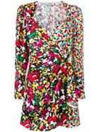 Attico Mixed-print Wrap Dress - White