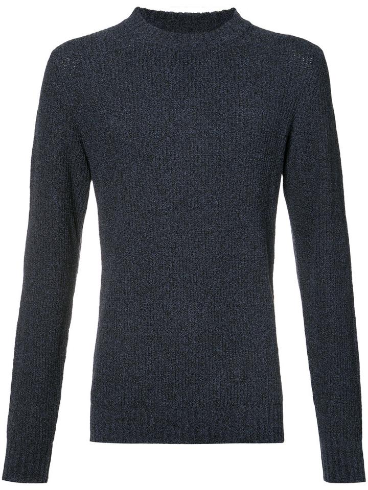 Orley Ribbed Crew Neck Sweater, Men's, Size: Large, Blue, Mulberry Silk/tussar Silk