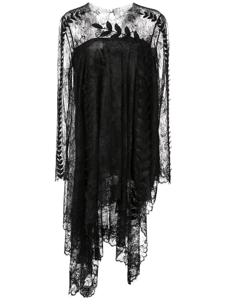 Oscar De La Renta Long Lace Top - Black