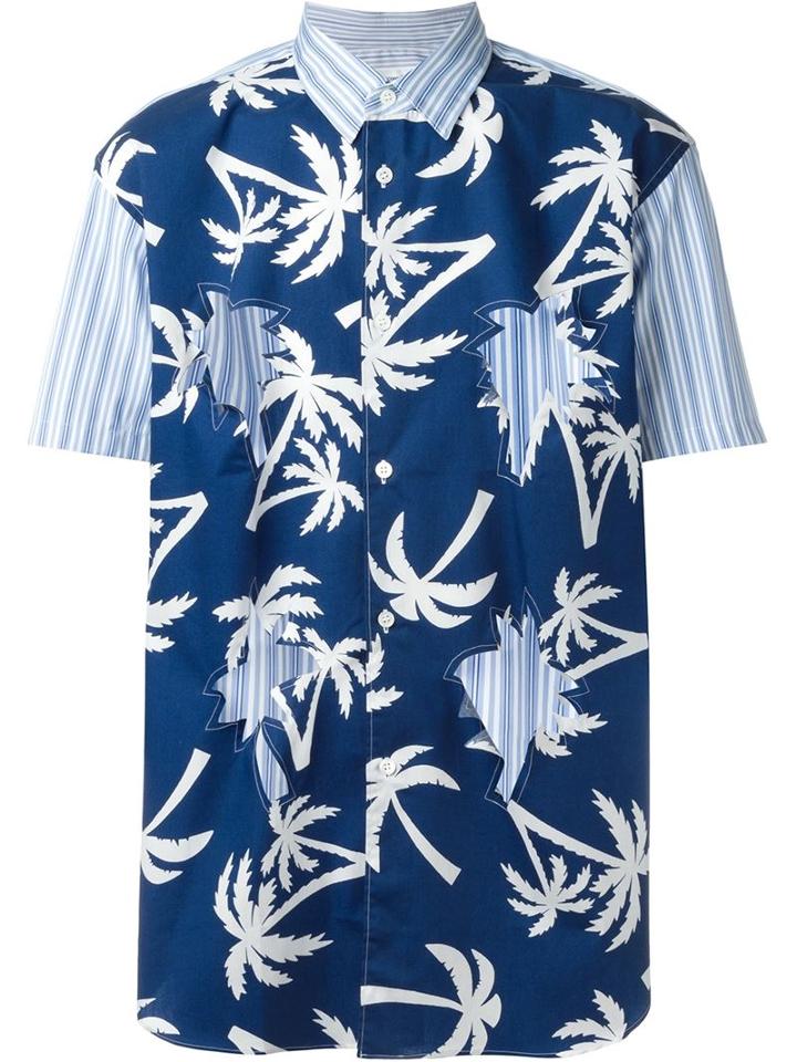 Comme Des Garçons Shirt Palm Trees Print Cut-out Shirt
