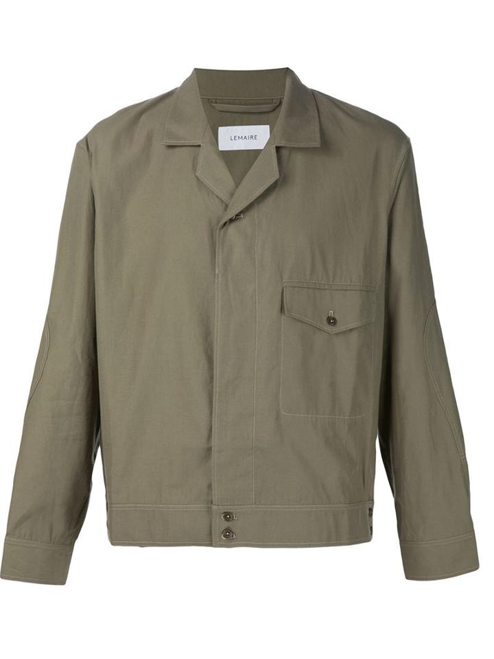 Lemaire Single-breasted Shirt Jacket, Men's, Size: 50, Green, Cotton
