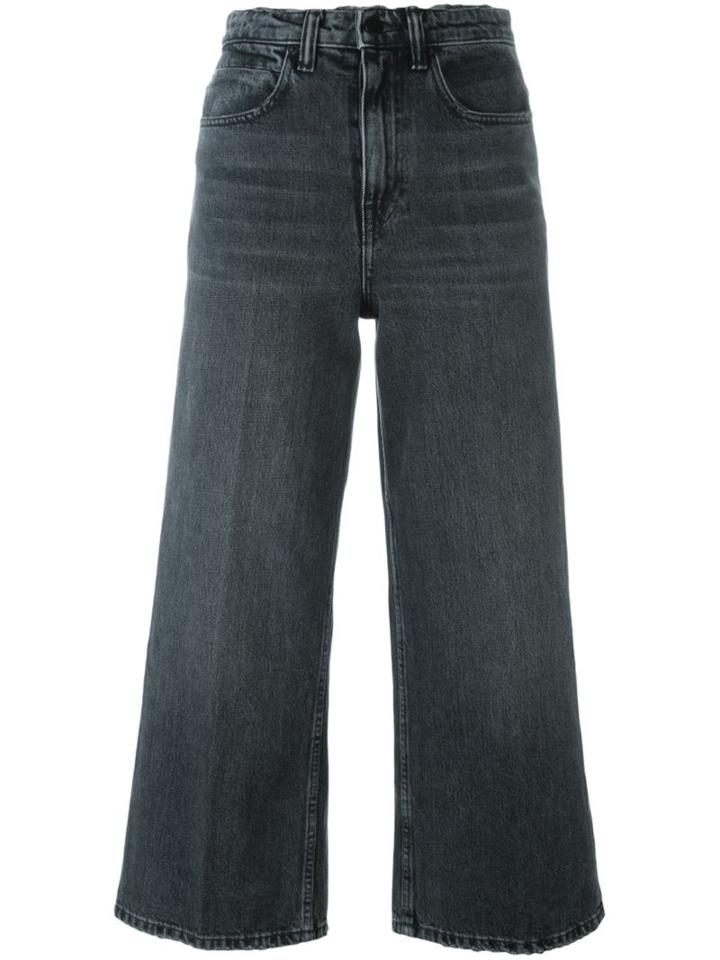 Alexander Wang Cropped Wide Leg Jeans, Women's, Size: 26, Grey, Cotton/polyester