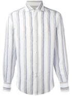 Brunello Cucinelli Striped Shirt, Men's, Size: Xl, White, Linen/flax/cotton