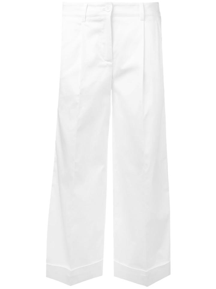 P.a.r.o.s.h. - Side Stripes Cropped Trousers - Women - Cotton/spandex/elastane - Xs, Women's, White, Cotton/spandex/elastane