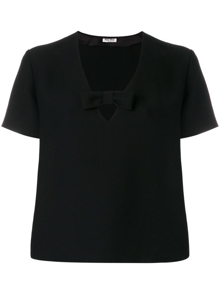 Miu Miu Bow Detail T-shirt - Black
