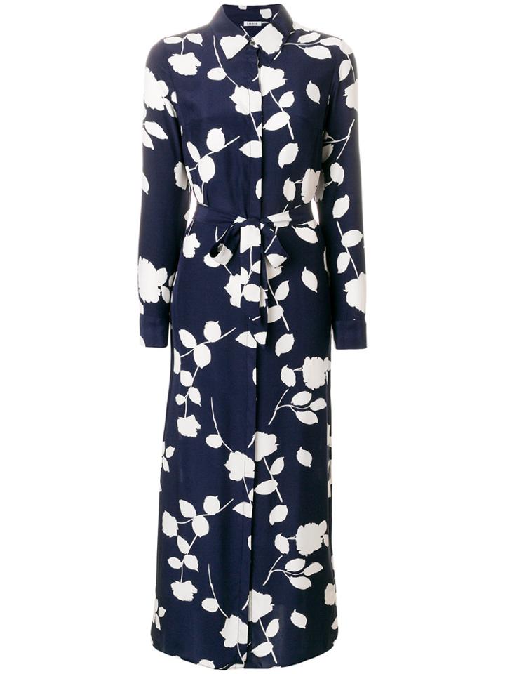 P.a.r.o.s.h. Floral Print Tie Waist Shirt Dress - Blue