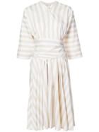 Tome - Stripe Cinched Dress - Women - Cotton - 4, White, Cotton