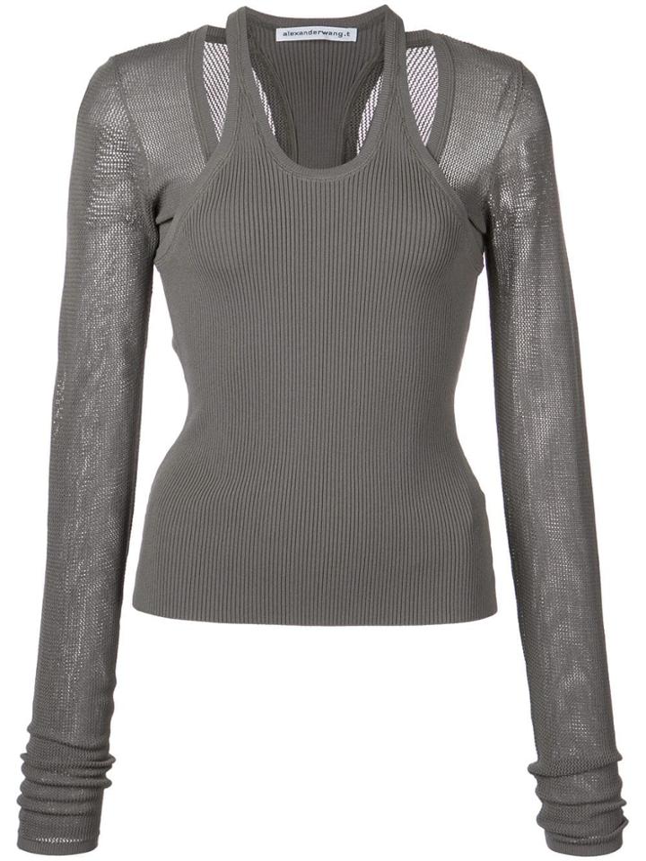 T By Alexander Wang Mesh Layering Top - Green