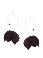 Marni Asymmetric Flower Earrings - Brown