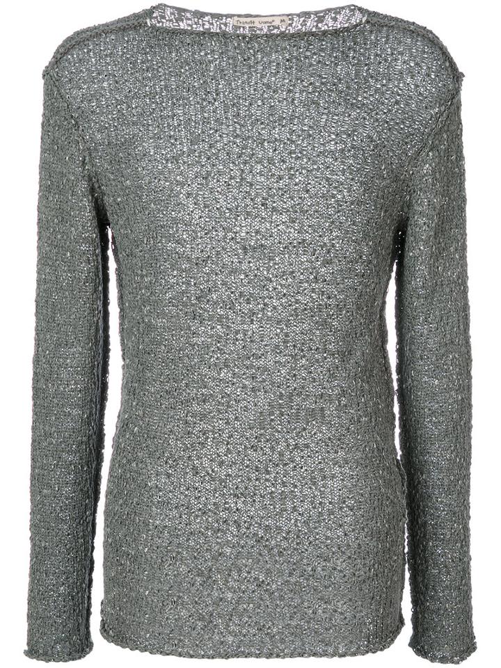 Transit - Slash Neck Jumper - Men - Cotton - L, Grey, Cotton
