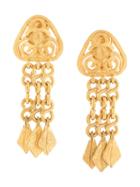 Chanel Pre-owned 1995 Fringed Cutout Earrings - Gold