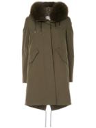 Yves Salomon Army Bachette Fox Fur Trimmed Hood Parka - Green