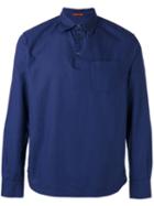 Barena Half-placket Shirt, Men's, Size: 48, Blue, Cotton