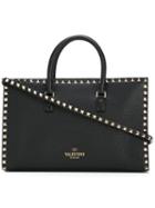 Valentino Rockstud Top Handle Tote Bag, Women's, Black, Calf Leather