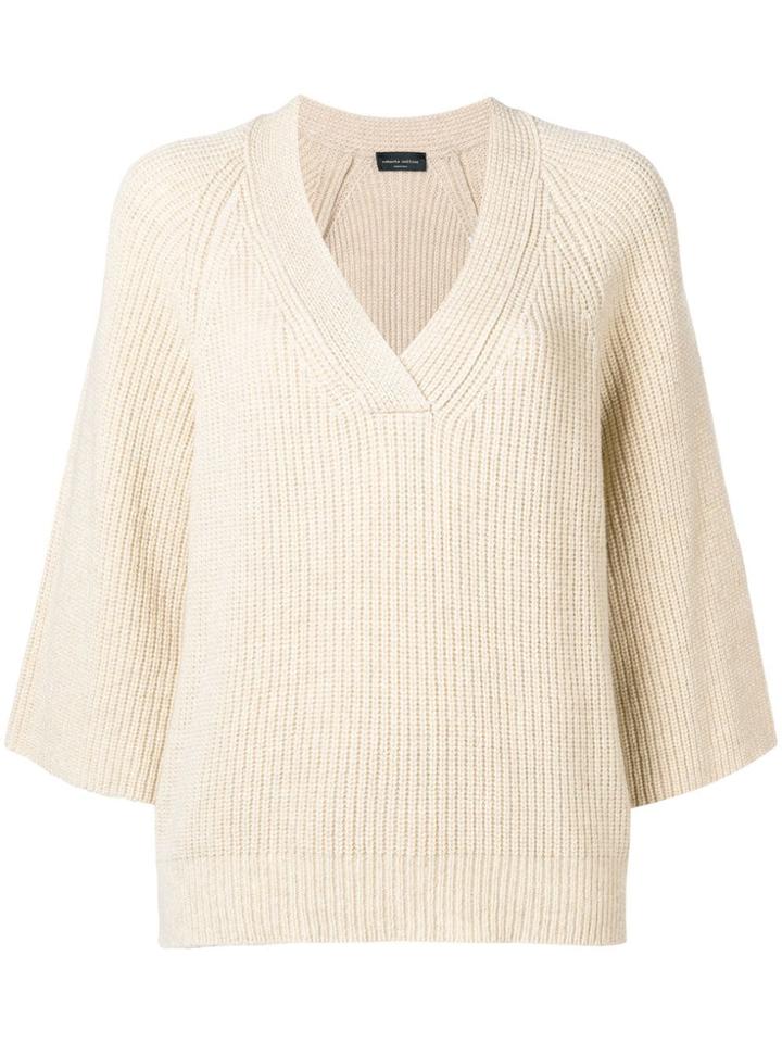 Roberto Collina V-neck Jumper - Neutrals