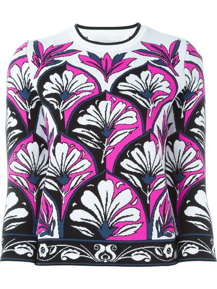 Victoria Victoria Beckham Tile Intarsia Knit Jumper, Women's, Size: 14, Black, Nylon