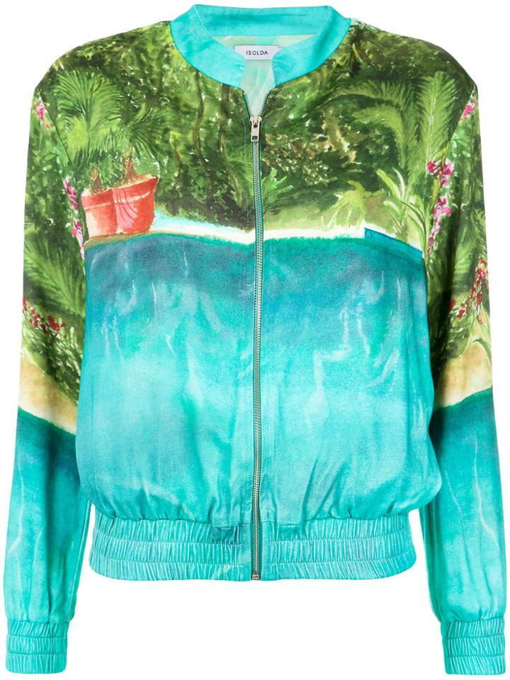 Isolda Printed Bomber Jacket - Blue