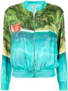Isolda Printed Bomber Jacket - Blue