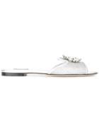 Dolce & Gabbana Embellished Flat Sandals - Metallic