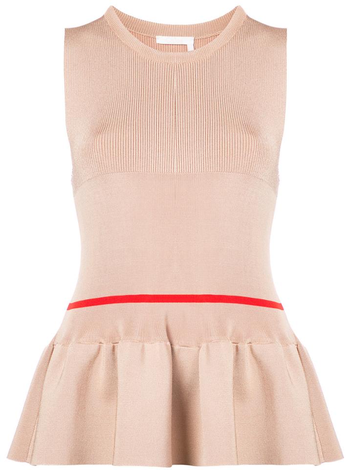 Chloé Ribbed Sleeveless Peplum Top - Pink & Purple