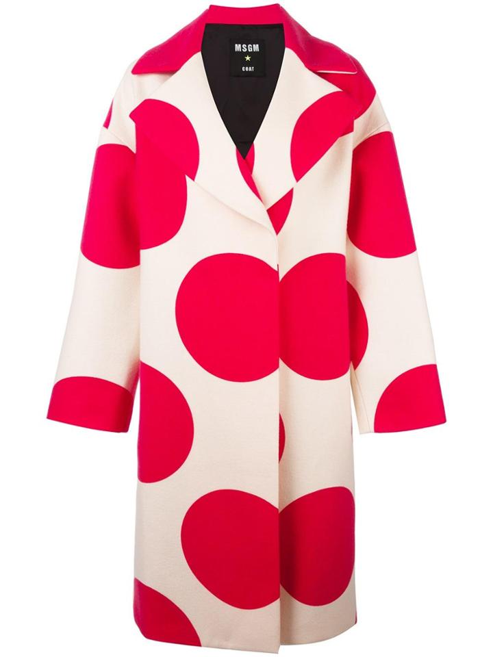Msgm Polka Dots Print Coat - Nude & Neutrals