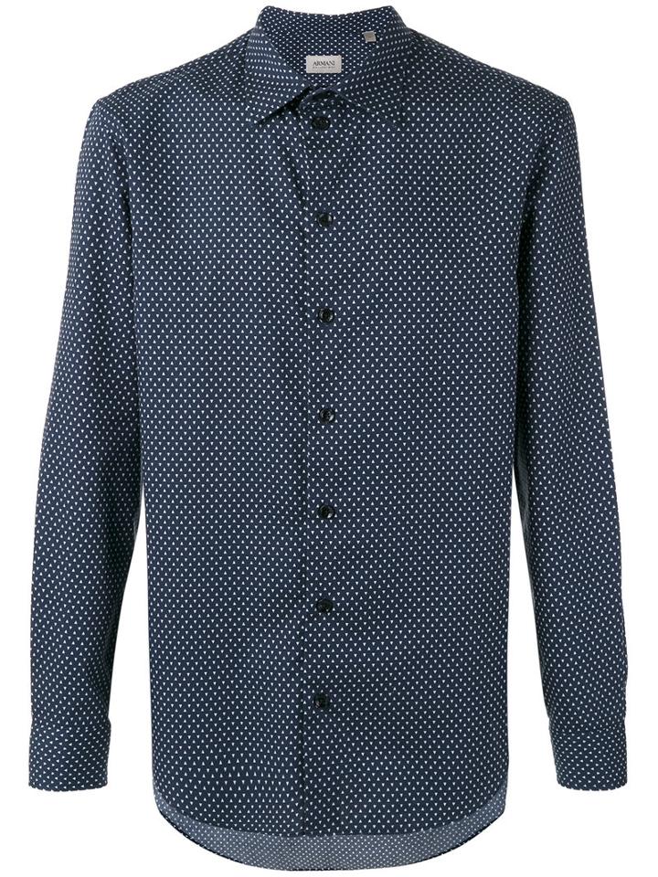 Armani Collezioni - Triangle Print Shirt - Men - Cotton - S, Blue, Cotton