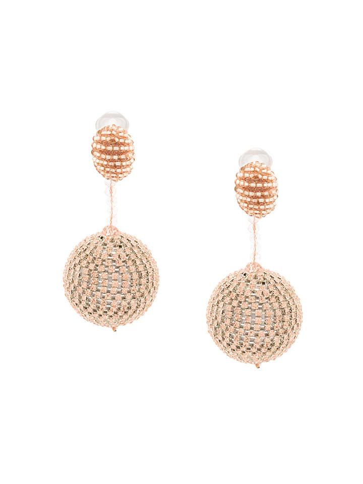 Oscar De La Renta Beaded Drop Earrings - Metallic