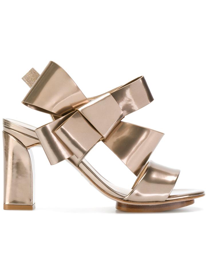 Delpozo Bow Strappy Sandals - Metallic