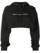 F.a.m.t. Slogan Print Cropped Hoodie - Black