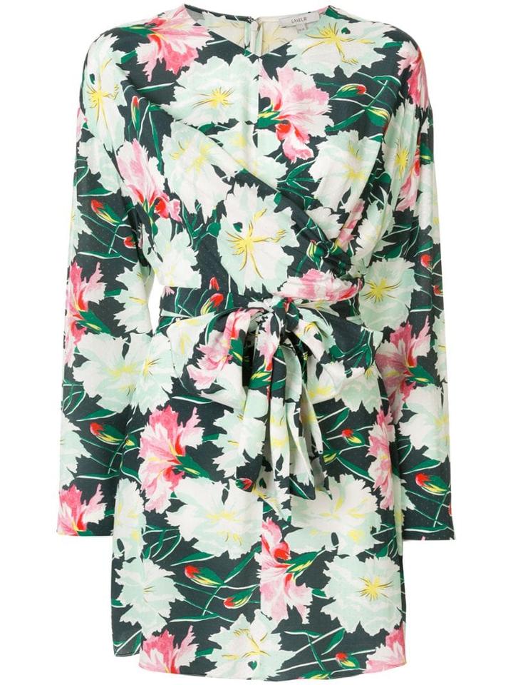 Layeur Floral Wrap Blouse - Green