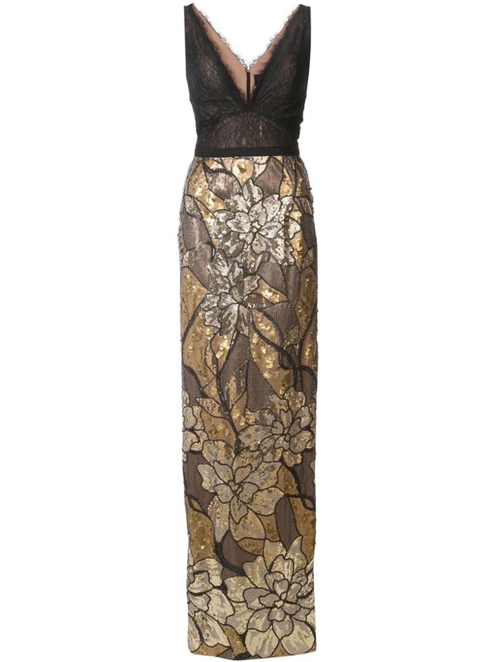 Marchesa Notte Long Sequin Dress - Black
