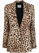 Be Blumarine Fitted Leopard Print Blazer - Brown