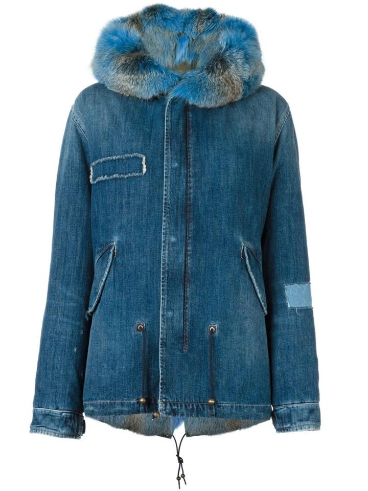 Mr & Mrs Italy Fox Fur-trimmed Denim Parka