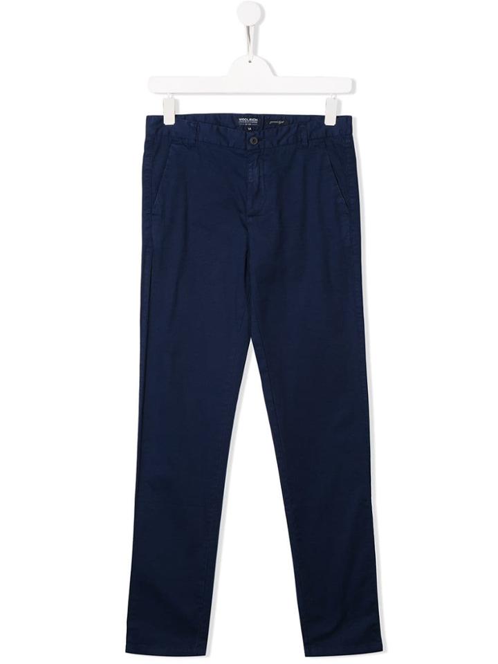 Woolrich Kids Slim-fit Tailored Trousers - Blue