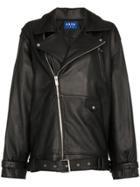 Ader Error Oversized Leather Biker Jacket - Black