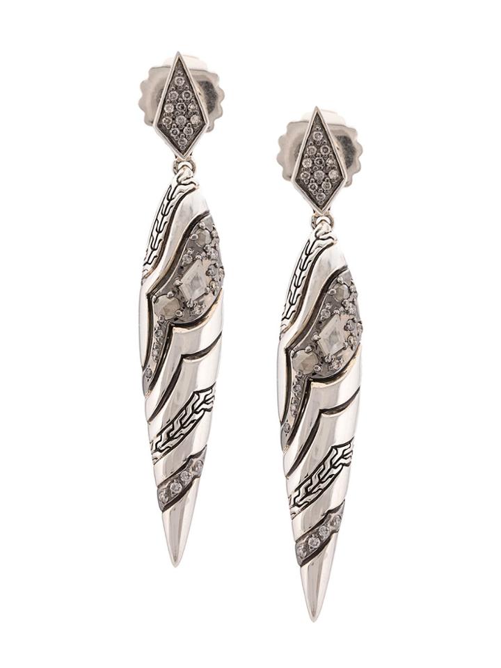 John Hardy Lahar Marquis Diamond Drop Earrings - Silver