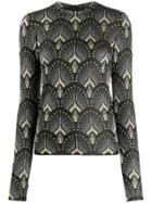 Paco Rabanne Fitted Peacock-print Top - Black