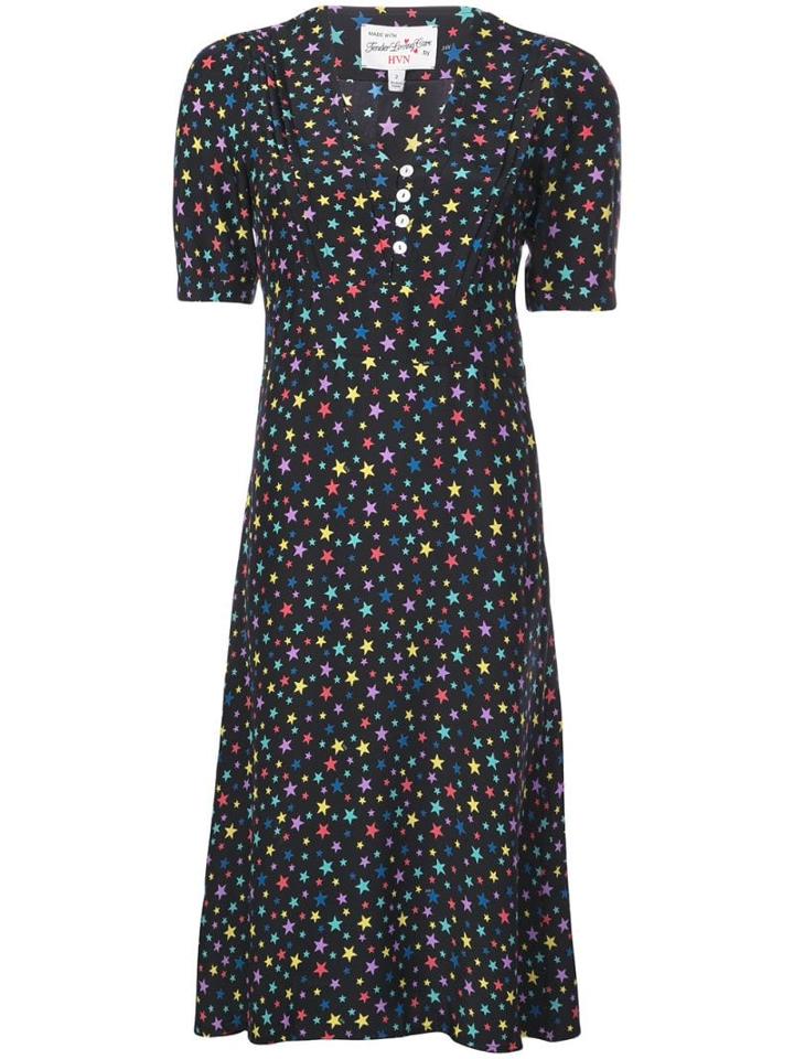 Hvn Star Print Shortsleeved Dress - Black
