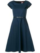 Max Mara Studio Cap Sleeve Pleated Dress - Blue