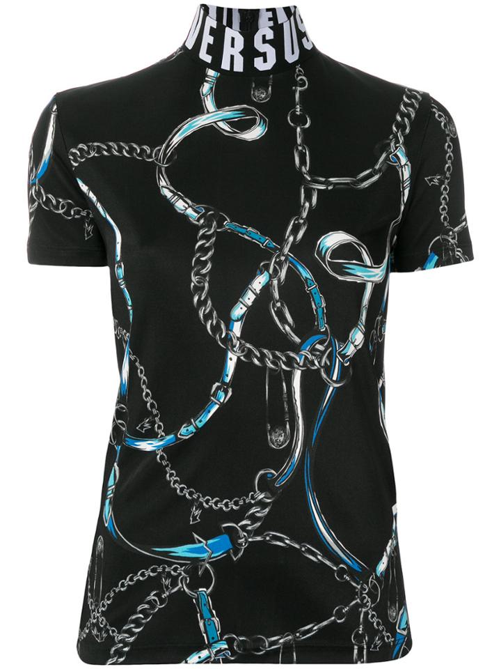 Versus Printed High Neck T-shirt - Black