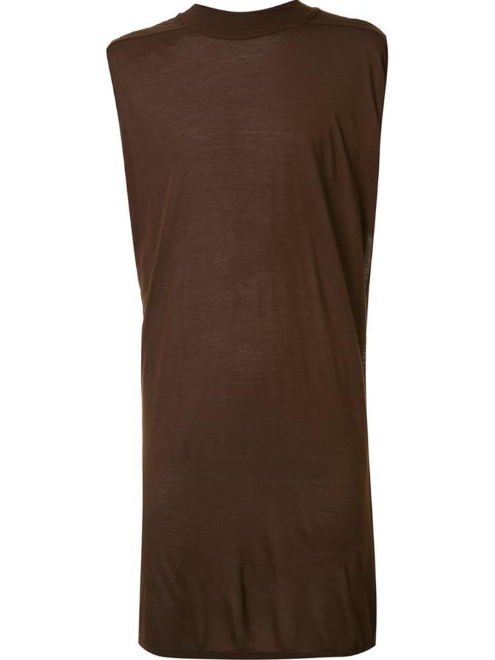 Rick Owens Oversize Tank Top, Men's, Size: Medium, Brown, Silk/viscose