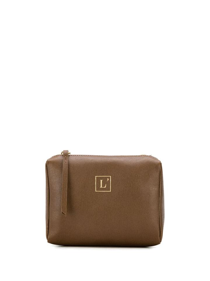 L'autre Chose Logo Beauty Case - Brown