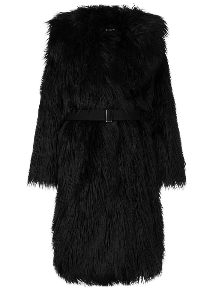 Goen.j Oversized Faux Fur Coat - Black
