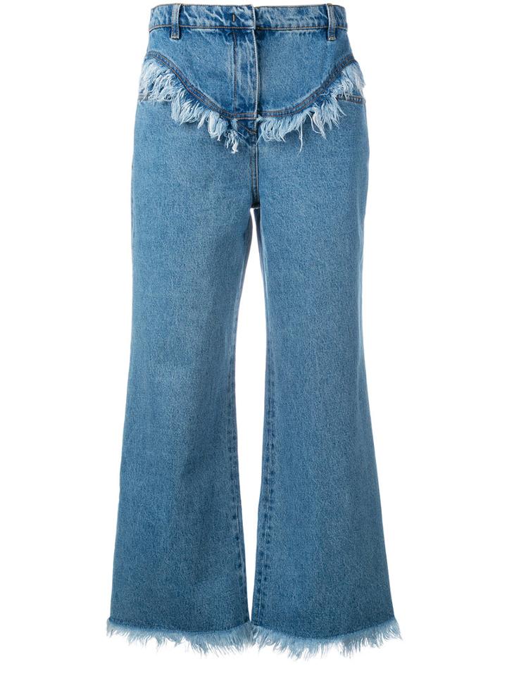 Philosophy Di Lorenzo Serafini - Frayed Flared Jeans - Women - Cotton - 42, Women's, Blue, Cotton