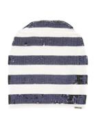 Diesel Kids - Striped Beanie - Kids - Cotton/polyester/spandex/elastane - 50 Cm, White