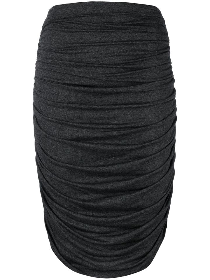 Norma Kamali Ruched Jersey Skirt - Grey